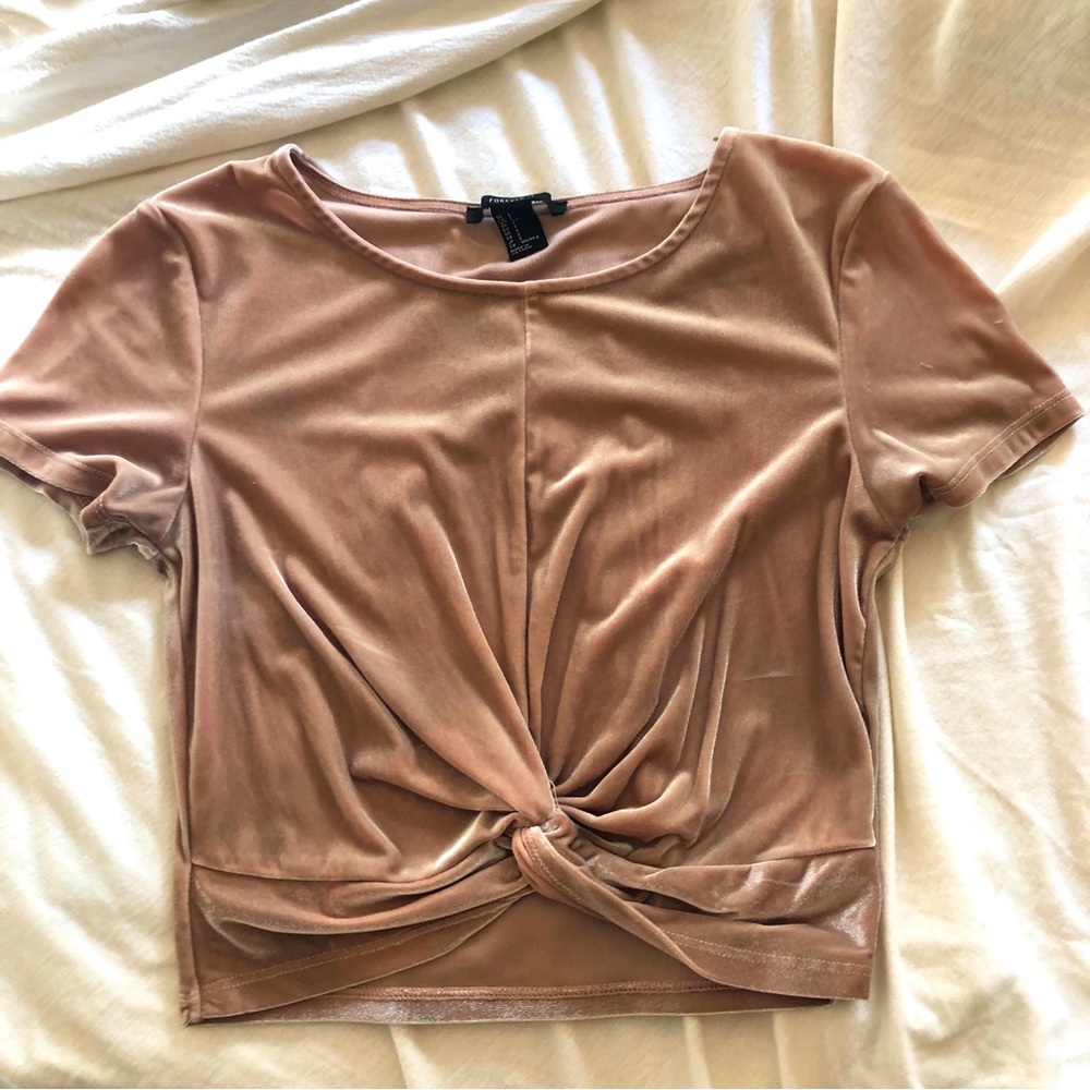 Velvet Baby Pink Tied Shirt